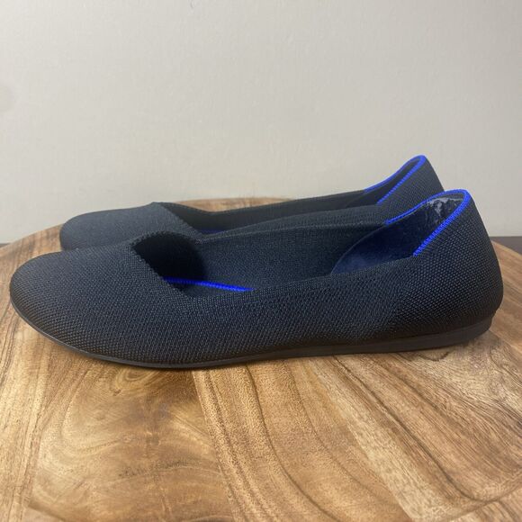 Rothys The Round Toe Womens Black And Blue Size 11 Slip On Ballet Flats - Picture 2 of 8